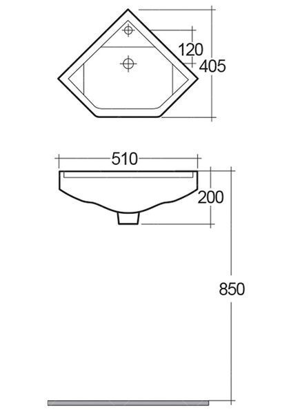 Кутова підвісна раковина RAK Ceramics Wall Mounter Corner 510x200x405 мм (RAK0050) Білий