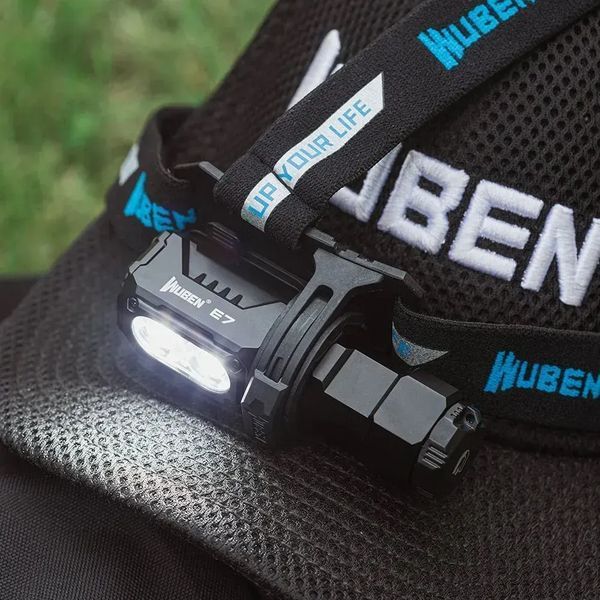 Налобний ліхтар Wuben E7 з пов'язкою Wuben P1 і магнітною кришкою