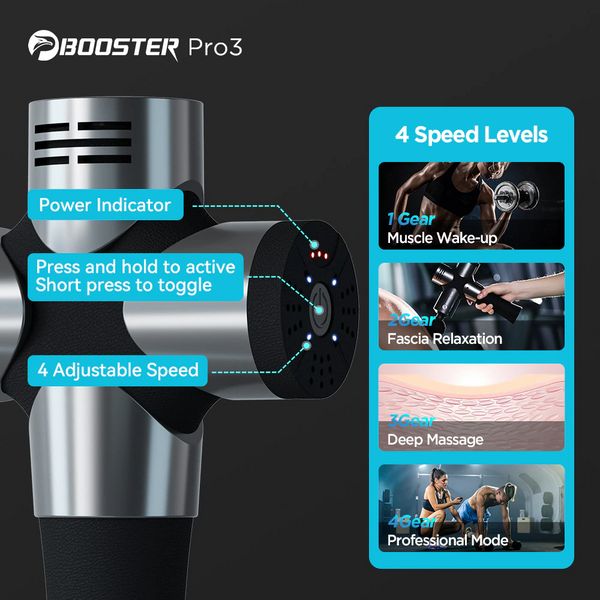 Перкуссионный мышечный массажёр Booster Pro 3 (6 насадок)