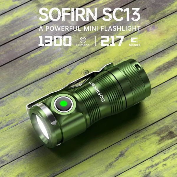 Ліхтар ручний Sofirn SC13 Luminus SST40 6500K 1300 лм 217 м type-C АКБ 1100mAh Зелений