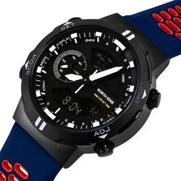 Годинник чоловічий водостійкий тактичний North Edge Hornet Brutal Blue (2 ремінці)