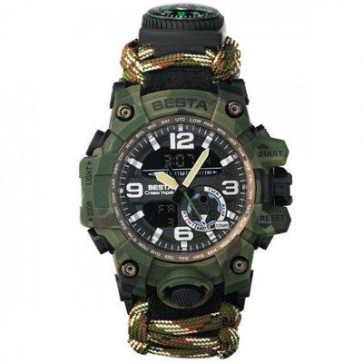 Чоловічий наручний годинник Besta Military з компасом (Камуфляж)