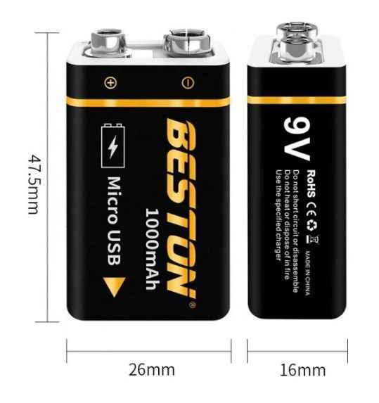 Акумулятор Beston USB крона 9v Li-ion 1000mAh