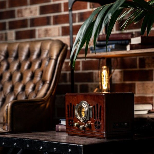 Ретро радіо програвач Daklin Де Голль AM/FM,MP3/ USB/ SD дерево Горіх (RP-057)