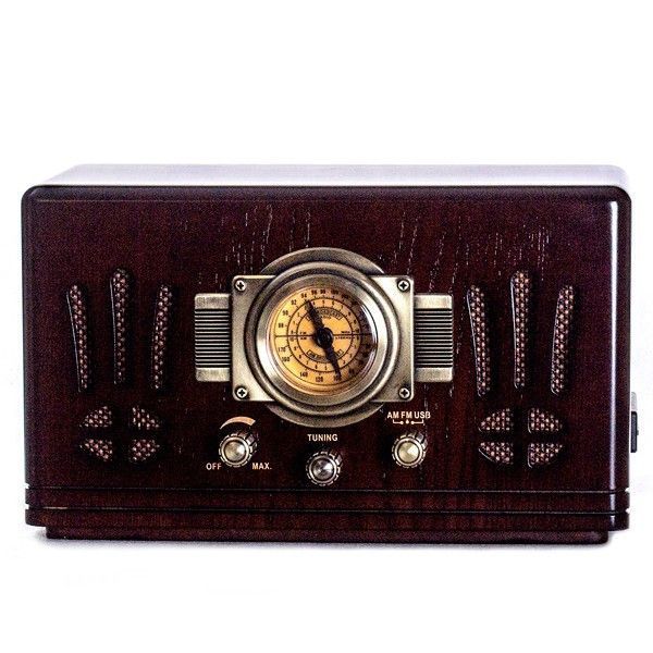 Ретро радіо програвач Daklin Де Голль AM/FM,MP3/ USB/ SD дерево Горіх (RP-057)