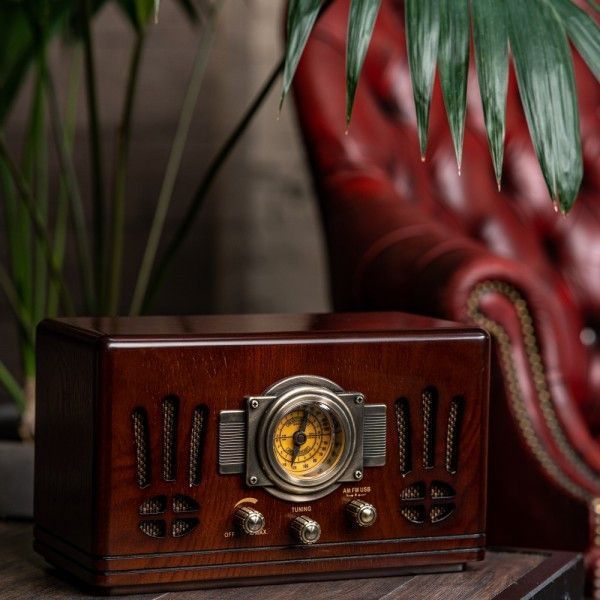 Ретро радіо програвач Daklin Де Голль AM/FM,MP3/ USB/ SD дерево Горіх (RP-057)