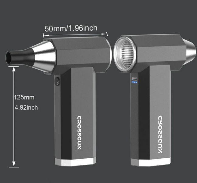 Мини-турбо вентилятор пылесос Crossgun 12V 1500мАч 120000об/мин для чистки ноутбуков (Черный)