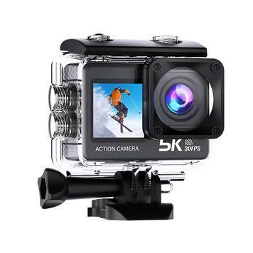 Экшн камера AT-M60TR Full HD 5K Wi-Fi с пультом ДУ и 2 экранами (Черный)