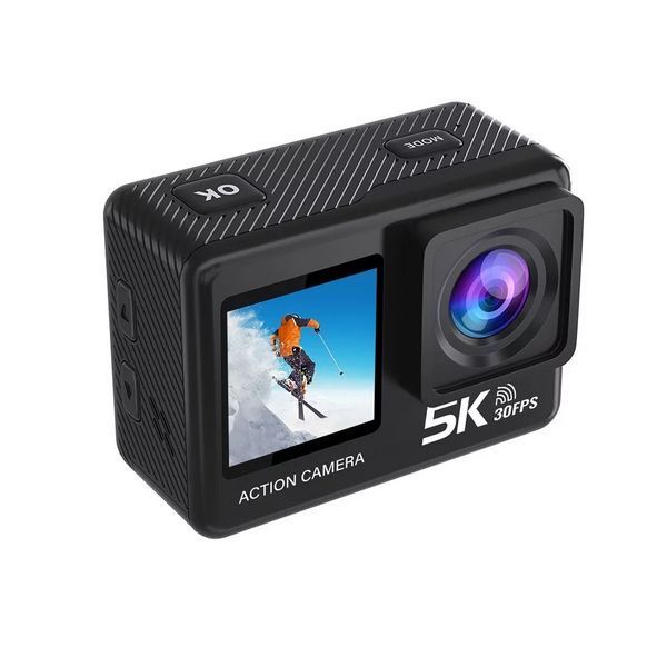 Экшн камера AT-M60TR Full HD 5K Wi-Fi с пультом ДУ и 2 экранами (Черный)