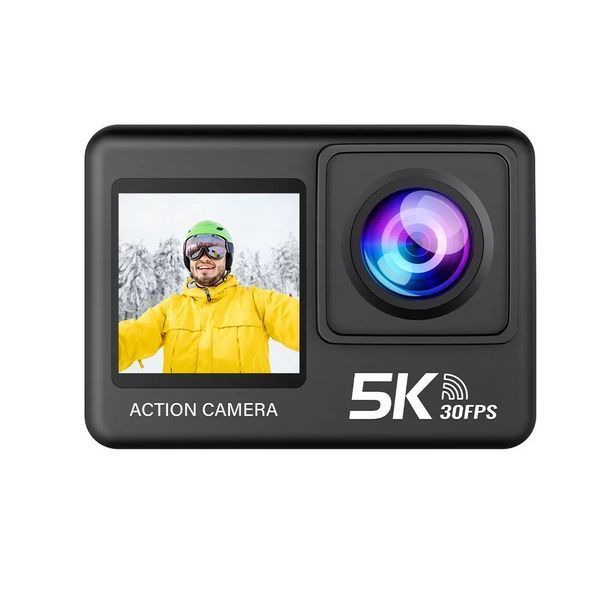 Экшн камера AT-M60TR Full HD 5K Wi-Fi с пультом ДУ и 2 экранами (Черный)