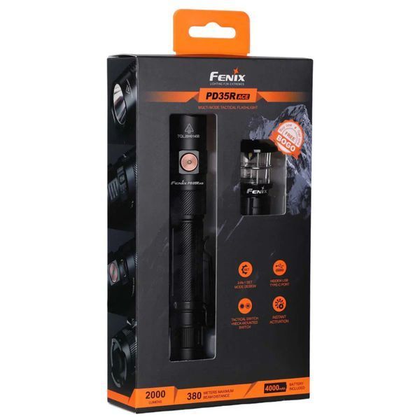 Фонарь тактический ручной Fenix ​​PD35R ACE LED 2000 лм + фонарь CL01 (Черный) Лимитированная серия
