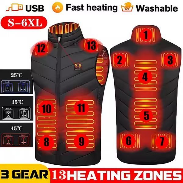 Мужской жилет с подогревом HeatFashion Electric Heating Vest (13 зон) Черный M