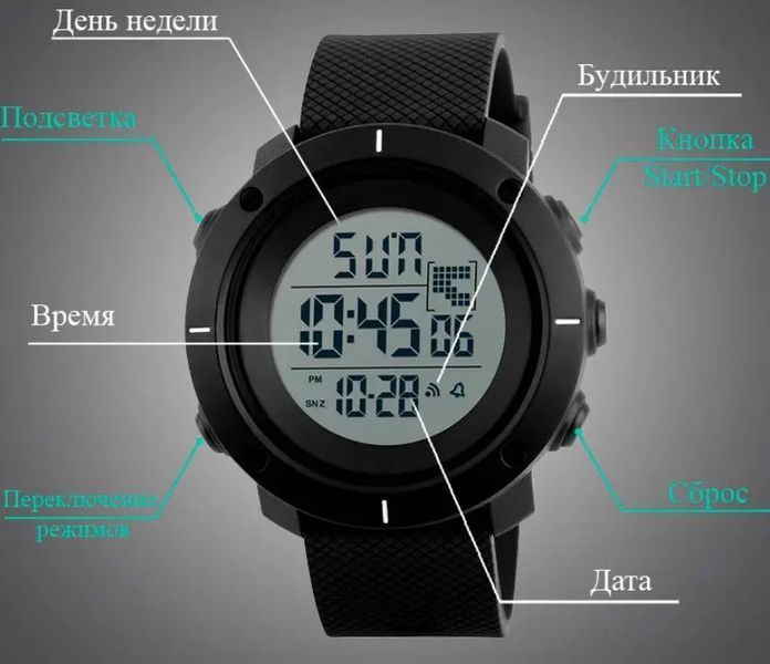 Чоловічий спортивний годинник Skmei 1213 dekker чорні