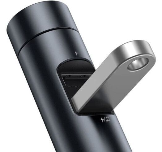 Автомобильный FM-модулятор Baseus Energy Column + bluetooth (2USB) CCNLZ-C0G (Dark grey)