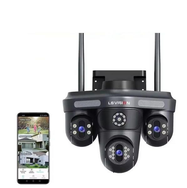 Уличная IP-камера LS Vision WL310 Wi-Fi 15Mp с ночным видением и автослежением Черный