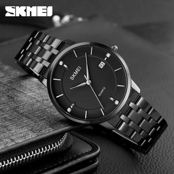 Чоловічий класичний годинник на браслеті Skmei 1801S (Чорний)