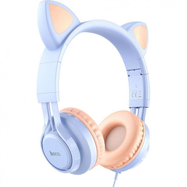 Накладные наушники Hoco W36 Cat ear headphones + микрофон Голубой