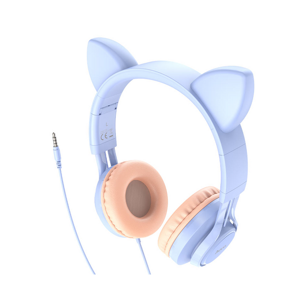 Накладные наушники Hoco W36 Cat ear headphones + микрофон Голубой