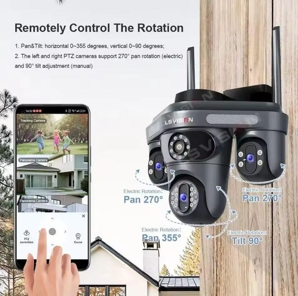 Уличная IP-камера LS Vision WL310 Wi-Fi 15Mp с ночным видением и автослежением Черный