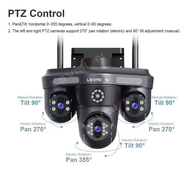Уличная IP-камера LS Vision WL310 Wi-Fi 15Mp с ночным видением и автослежением Черный