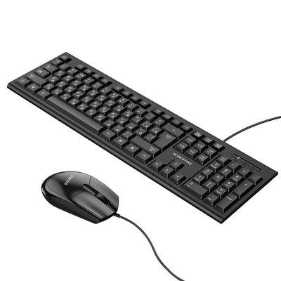 Провідний комплект клавіатура та миша Borofone BG6 (Чорний)