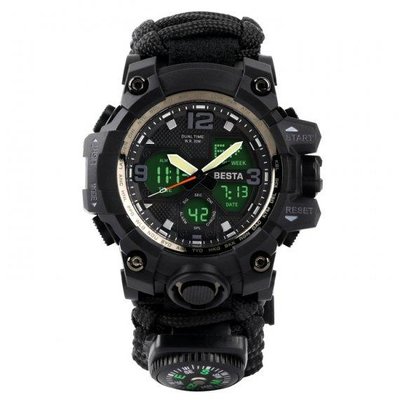 Чоловічий наручний годинник Besta Life Pro з компасом (Чорний)