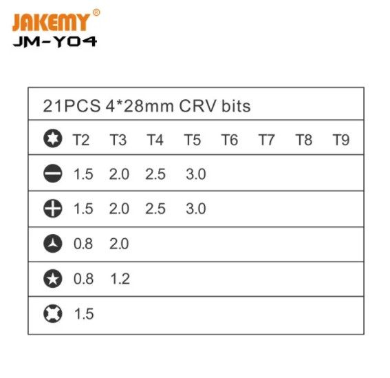 Электрическая отвертка Jakemy JM-Y04 с набором бит 25 в 1