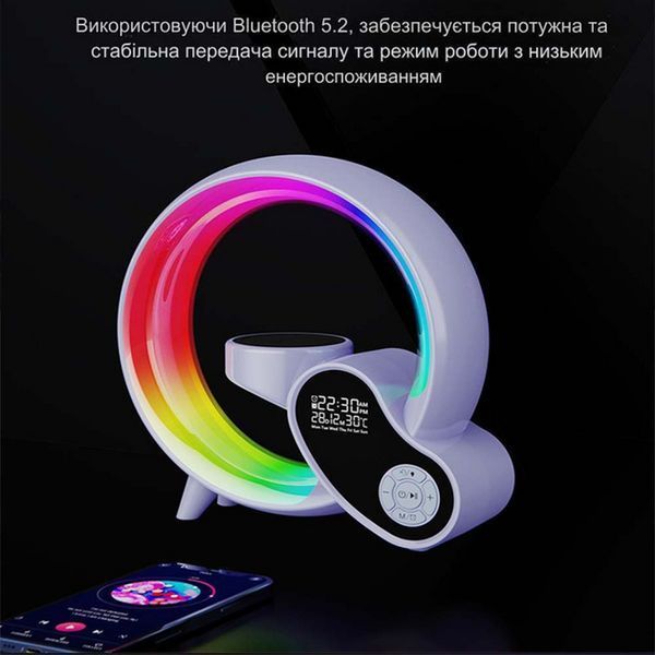 Настольная смарт лампа-ночник с беспроводной зарядкой и Bluetooth-колонкой G-Smart HM-2309 7в1 (Белый)