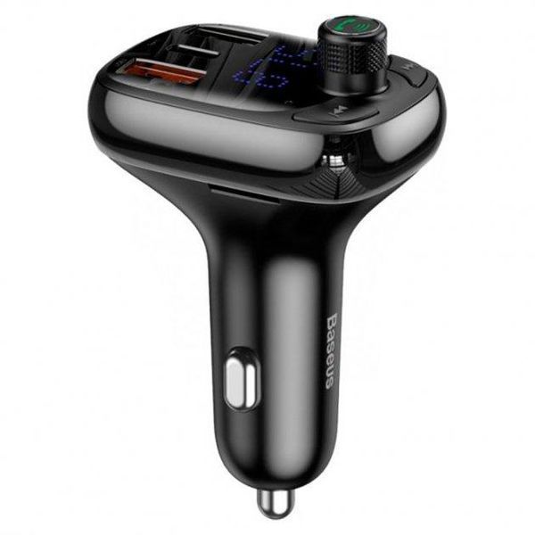 Автомобильный FM-модулятор Baseus T-Typed Bluetooth CCTM-B01 (2USB/1Type-C/36W) Черный