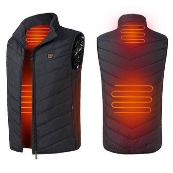Мужской жилет с подогревом USB для кемпинга и рыбалки (Черный) 7XL
