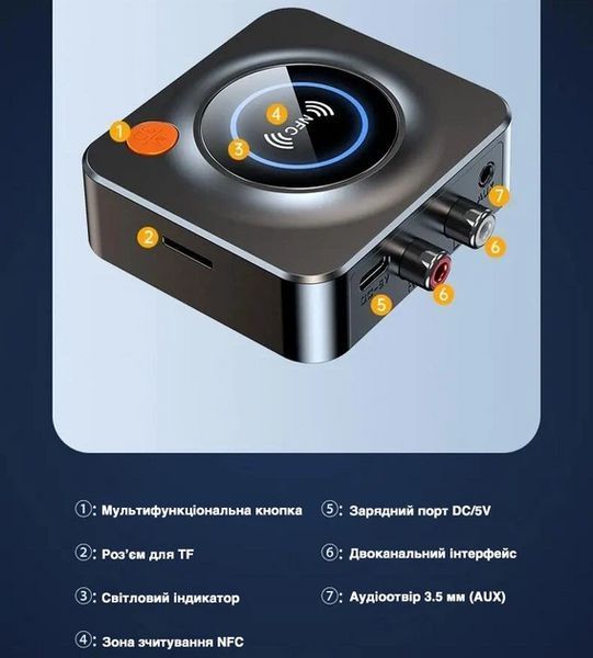 Audio приемник Vikefon C52 NFC Bluetooth 5.1 для TV PC Receiver