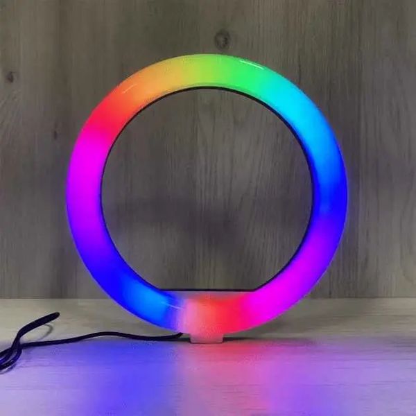 Кольцевая цветная селфи лампа MJJ-26 USB LED RGB с держателем