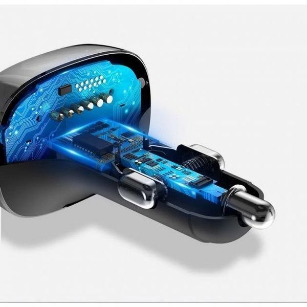 FM-модулятор трансмиттер Baseus T-Typed + bluetooth (2USB) CCTM-01 Black
