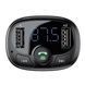 FM-модулятор трансмиттер Baseus T-Typed + bluetooth (2USB) CCTM-01 Black