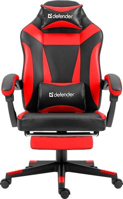 Геймерське крісло Defender Cruiser з підніжкою (Чорно-червоне)