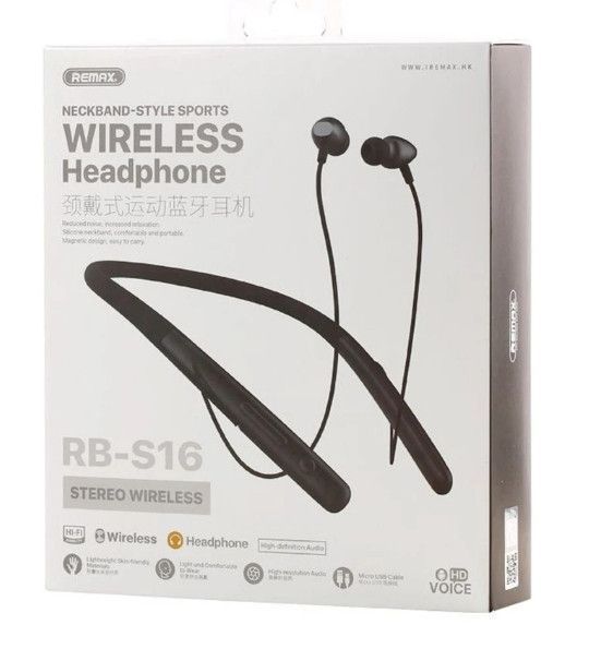 Bluetooth stereo гарнитура Remax RB-S16 ваккумные Black