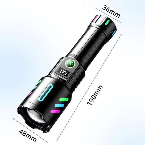 Ручний ліхтарик 1143-PM10-TG zoom LCD Type-C + PowerBank.(1x18650) 5 режимів