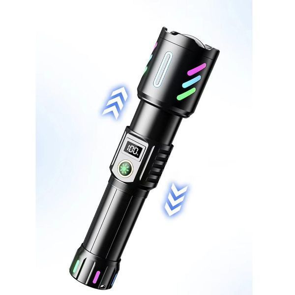 Ручний ліхтарик 1143-PM10-TG zoom LCD Type-C + PowerBank.(1x18650) 5 режимів