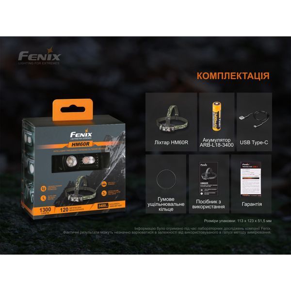 Налобный фонарь Fenix HM60R 1300лм 120м 9 режимов Type-C Камуфляж (лимитированная серия)
