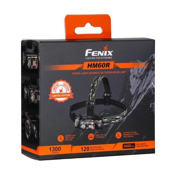 Налобный фонарь Fenix HM60R 1300лм 120м 9 режимов Type-C Камуфляж (лимитированная серия)