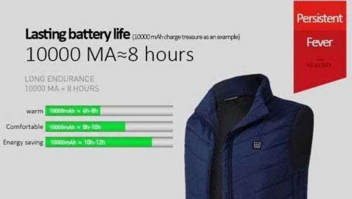 Мужской жилет с подогревом USB для кемпинга и рыбалки (Черный) 8XL