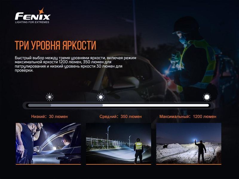 Тактичний ручний ліхтар Fenix PD32 V2.0 1200лм (Чорний)